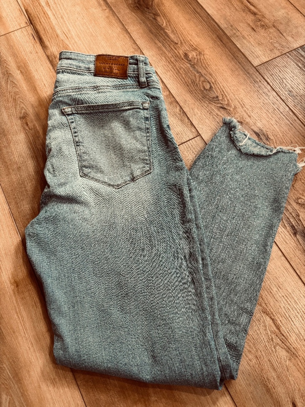 Lucky Brand Jeans Womens 12/31 Light Blue Hayden Skinny Raw Hem Pockets Denim